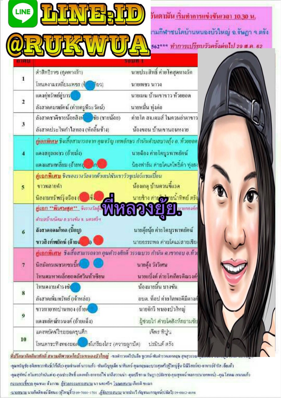 โปรแกรมวัวชนจากสนามกีฬาชนโคบ้านหนองบัวใหญ่ 25/8/2562