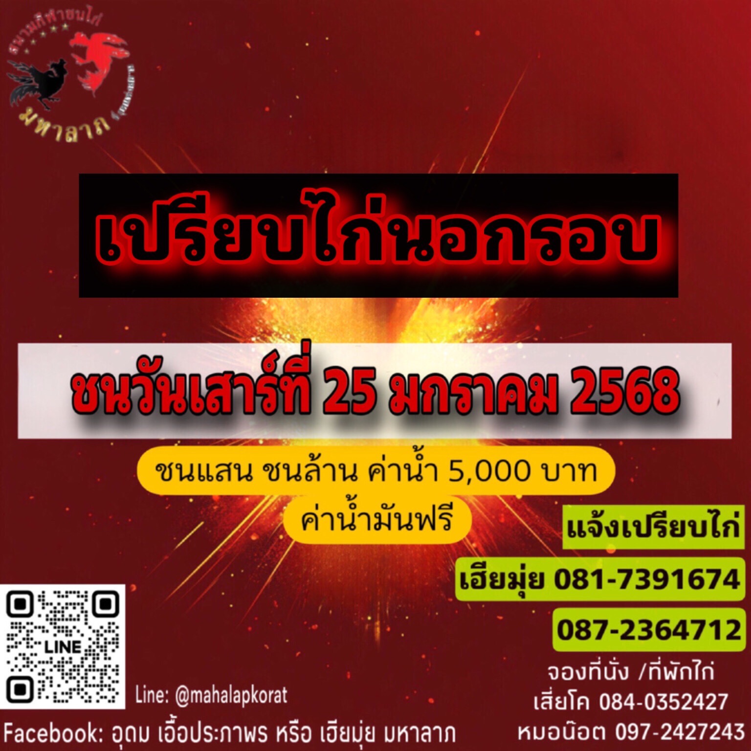 นัดเปรียบไก่ สนามชนไก่มหาลาภ