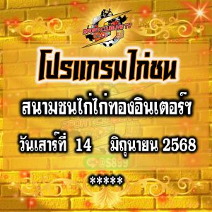 โปรแกรม สนามชนไก่ไก่ทองอินเตอร์ฯ วันเสาร์ที่ 14 มิถุนายน 2568