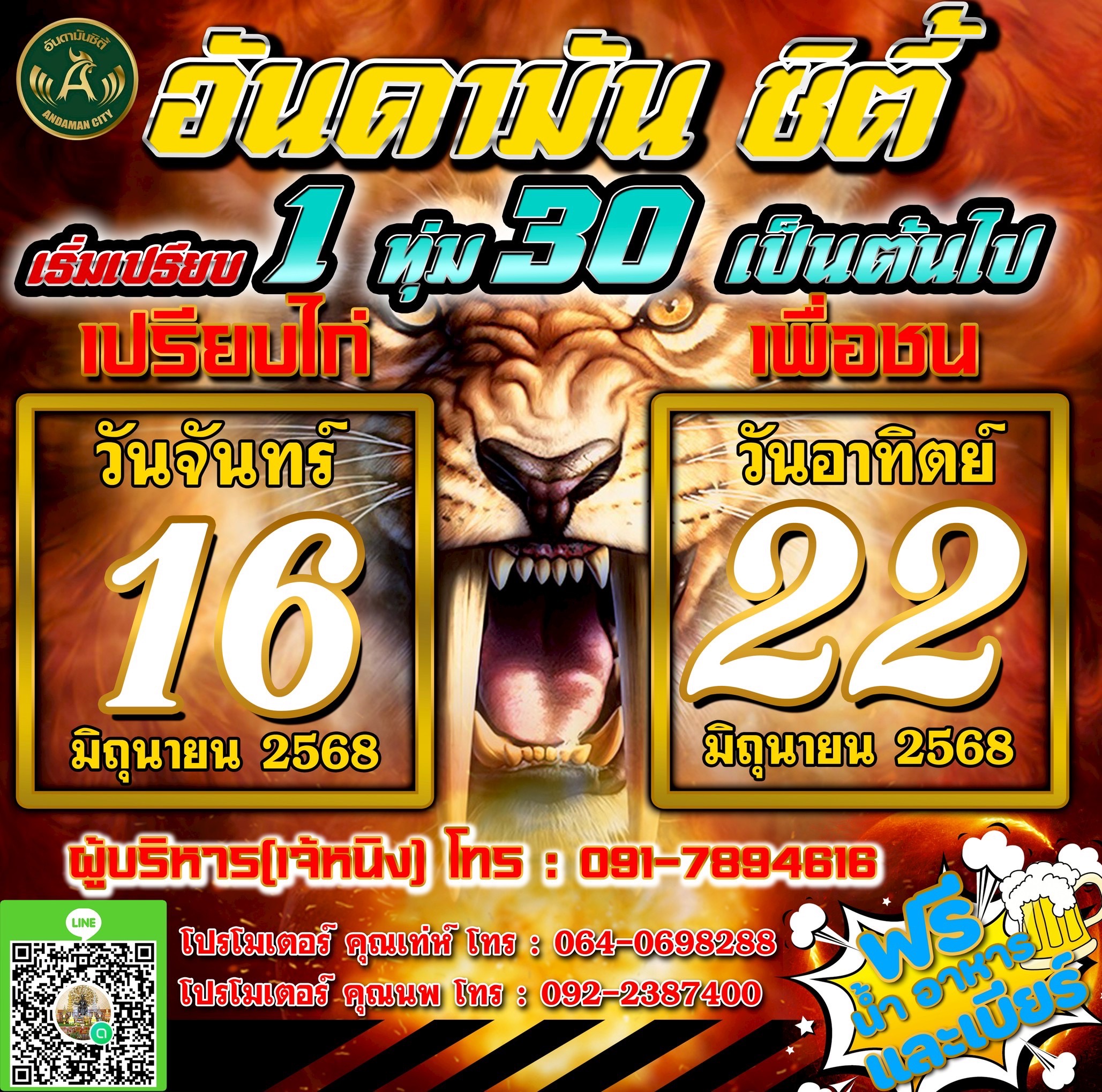นัดเปรียบไก่ สนามไก่ชนอันดามันซิตี้