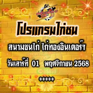 โปรแกรม สนามชนไก่ไก่ทองอินเตอร์ฯ วันเสาร์ที่ 01 พฤศจิกายน 2568